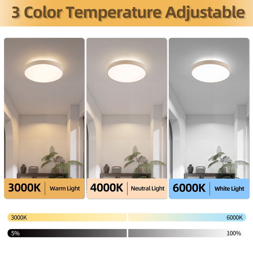 Brilagi - Диммируемый LED потолочный светильник GLASS POOL DOUBLE LED/48W/230V 3000-6000K 40 cm бежевый + пульт дистанционного управления