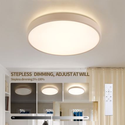 Brilagi - Диммируемый LED потолочный светильник GLASS POOL DOUBLE LED/48W/230V 3000-6000K 40 cm бежевый + пульт дистанционного управления