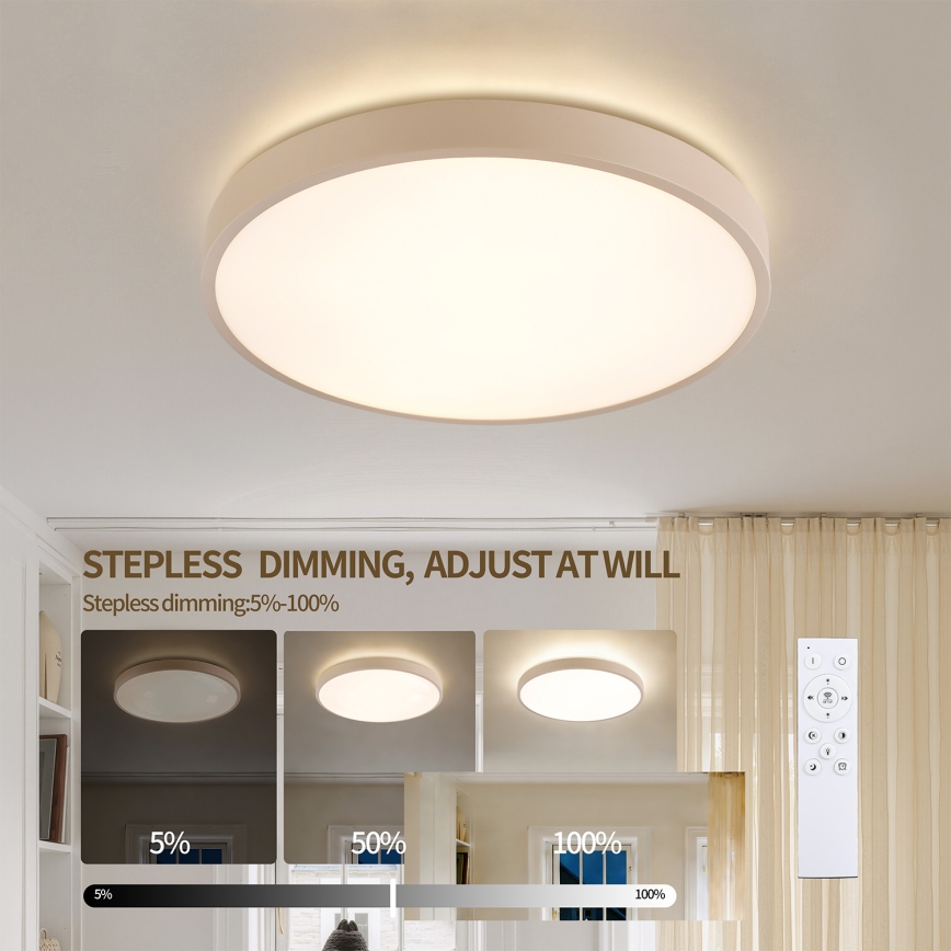 Brilagi - Диммируемый LED потолочный светильник GLASS POOL DOUBLE LED/48W/230V 3000-6000K 40 cm бежевый + пульт дистанционного управления