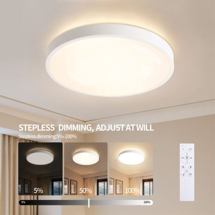 Brilagi - Светодиодный диммируемый потолочный светильник GLASS POOL DOUBLE LED/80W/230V 3000-6000K 60 см белый + пульт дистанционного управления