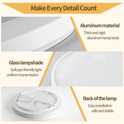 Brilagi - Светодиодный диммируемый потолочный светильник GLASS POOL DOUBLE LED/80W/230V 3000-6000K 60 см белый + пульт дистанционного управления