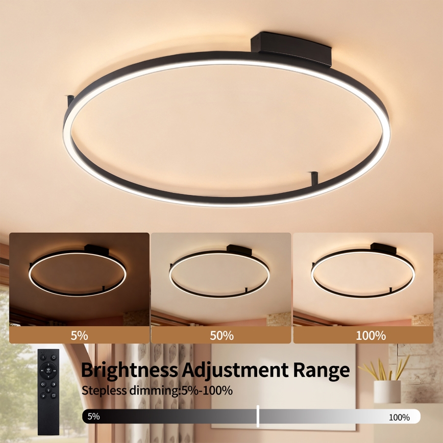 Brilagi - LED диммируемый потолочный светильник PORTOFINO LED/60Вт/230В 3000-6000К Ø 80 см, черный + пульт дистанционного управления