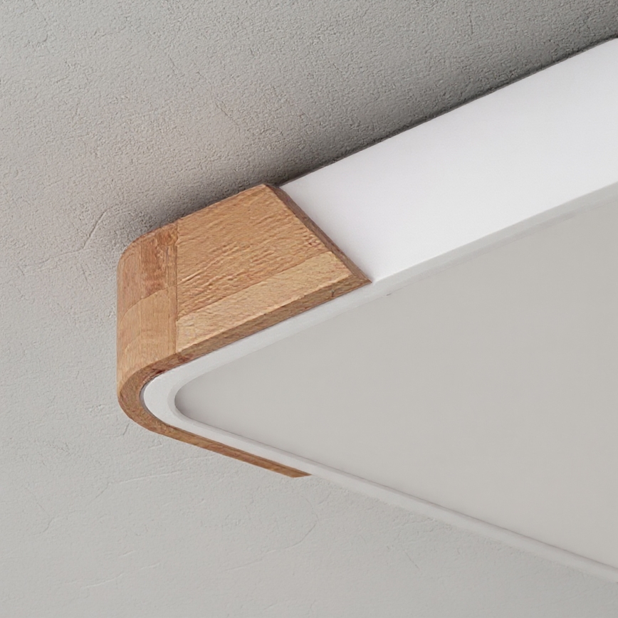 Brilagi - Диммируемый светодиодный потолочный светильник PILANA LED/48Вт/230В 3000–6500К дуб/белый 42×42 см + пульт дистанционного управления