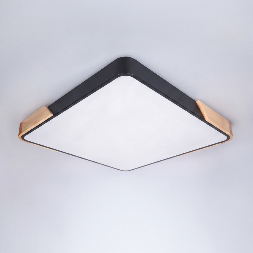 BRILAGI - Диммируемый потолочный светильник PILANA LED/60W/230V 3000-6500K дуб/чёрный 56x56 см + пульт дистанционного управления