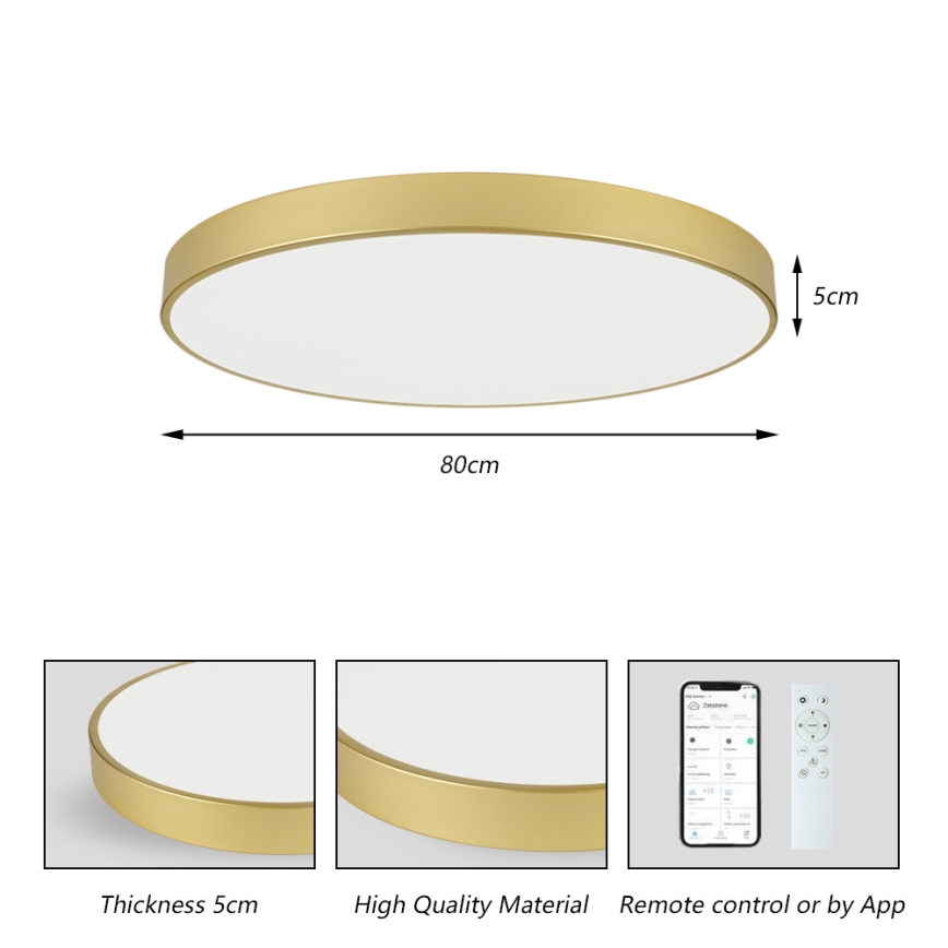 Brilagi - LED диммируемый потолочный светильник POOL SMART LED/100W/230V 3000-6000K 80 см золотой Wi-Fi Tuya + пульт дистанционного управления