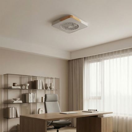 Brilagi - LED Диммируемый потолочный светильник с вентилятором LED/38 Вт/230 В 3000-6500K 3000-6500K 50x50 см белый/дуб + пульт дистанционного управления