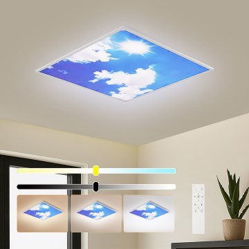 Brilagi - Диммируемый светодиодный потолочный светильник SLIMFRAME LED/58 Вт/230 В 60x60 см 3000-6000K серебристый/синий + пульт дистанционного управления