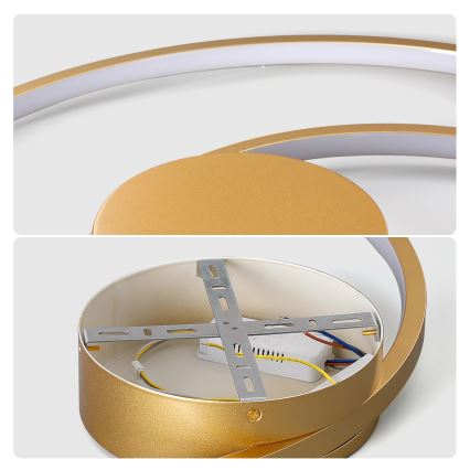 Brilagi - диммируемый потолочный светильник TWISTER LED/48W/230V 3000-6000K диам. 50 см золотой + пульт дистанционного управления