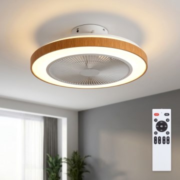 Brilagi - диммируемый светодиодный потолочный вентилятор LED/38 Вт/230 В 50 см белый/коричневый + пульт дистанционного управления