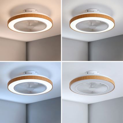 Brilagi - диммируемый светодиодный потолочный вентилятор LED/38 Вт/230 В 50 см белый/коричневый + пульт дистанционного управления