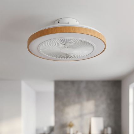 Brilagi - диммируемый светодиодный потолочный вентилятор LED/38 Вт/230 В 50 см белый/коричневый + пульт дистанционного управления