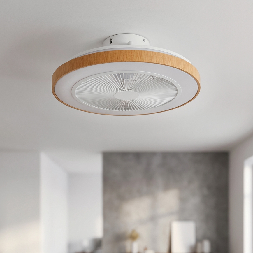 Brilagi - диммируемый светодиодный потолочный вентилятор LED/38 Вт/230 В 50 см белый/коричневый + пульт дистанционного управления