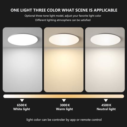 Brilagi - Диммируемый светодиодный потолочный светильник SMART LED/36 Вт/230 В, диаметр 48 см, 2700–6500 К, Wi‑Fi Tuya + пульт дистанционного управления