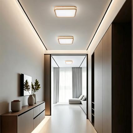 BRILAGI - Диммируемый потолочный светильник MOLINA SQUARE LED/48W/230V 3000-6000K дуб 40x40 cm + пульт дистанционного управления
