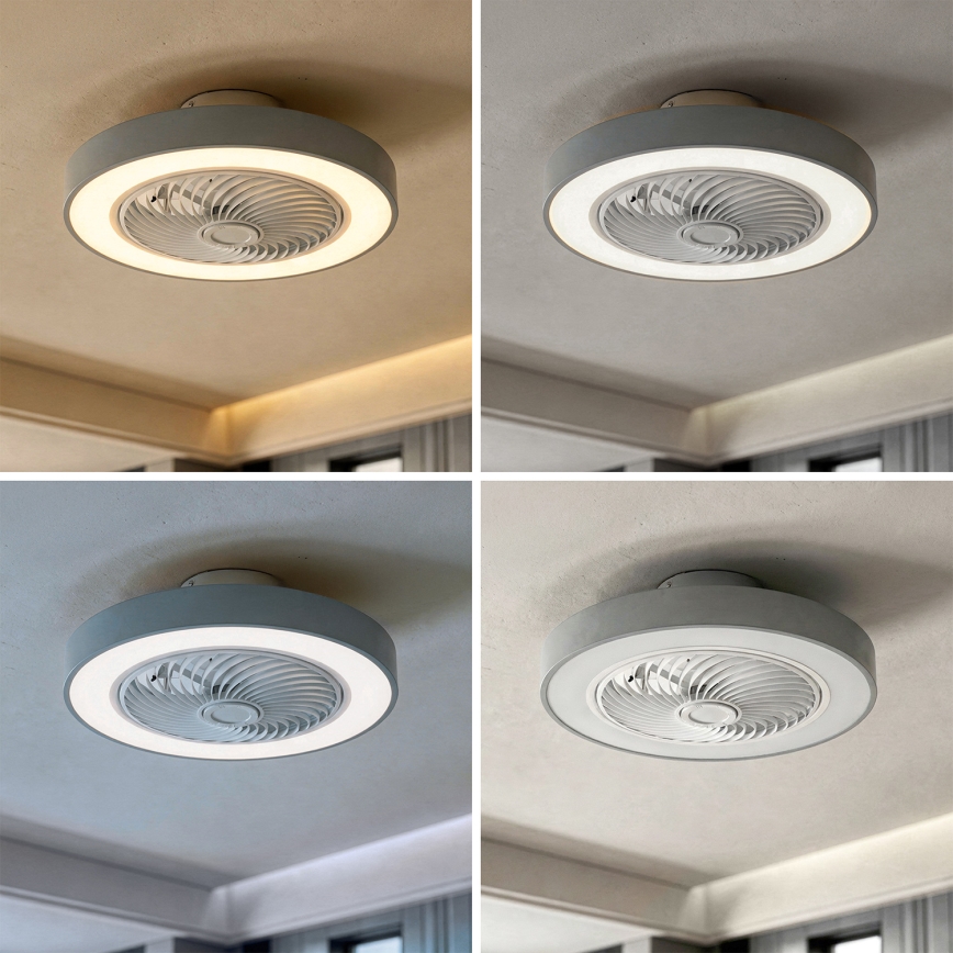 Brilagi - LED диммируемый потолочный светильник с вентилятором LED/38W/230V 3000-6500K 3000-6500K диам. 50 см серый + пульт дистанционного управления