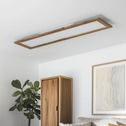 Brilagi - LED диммируемый потолочный светильник SLIMFRAME WOOD LED/58W/230V 124x33,7 см 3000-6000K коричневый + пульт дистанционного управления