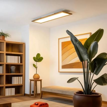 Brilagi - LED диммируемый потолочный светильник SLIMFRAME WOOD LED/58W/230V 124x33,7 см 3000-6000K коричневый + пульт дистанционного управления
