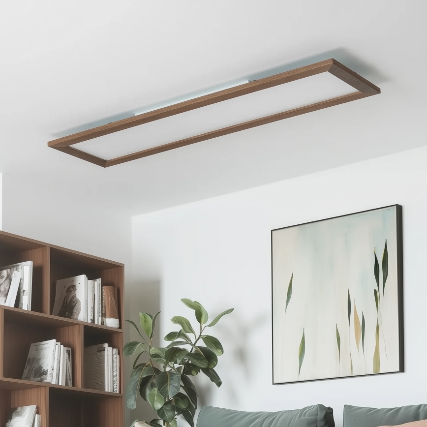 Brilagi - диммируемый потолочный светильник LED SLIMFRAME WOOD LED/58W/230V 124x34 cm 3000-6000K тёмно-коричневый + пульт дистанционного управления