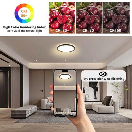 Brilagi - диммируемый потолочный светильник ULTRA SLIM LED/18W/230V 2700-6500K диаметр 30 см черный + пульт дистанционного управления