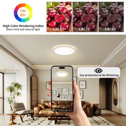 Brilagi - диммируемый потолочный светодиодный светильник ULTRA SLIM LED/24W/230V 2700-6500K, диаметр 42 см, белый, с пультом дистанционного управления