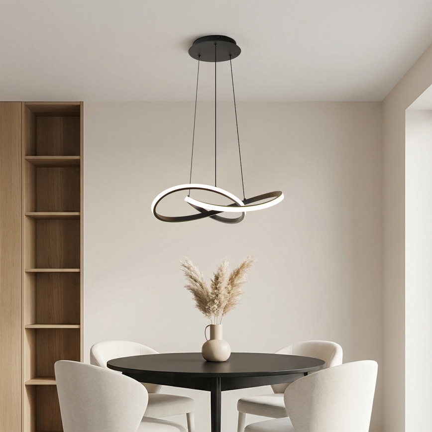 Brilagi - LED люстра на тросі з можливістю затемнення INFINITY LED/55W/230V 3000-6000K 50x50 см чорна + пульт дистанційного керування