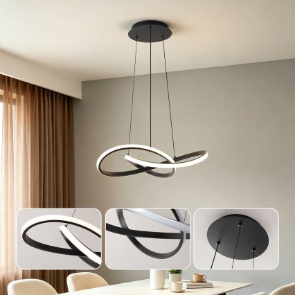 Brilagi - LED люстра на тросі з можливістю затемнення INFINITY LED/55W/230V 3000-6000K 50x50 см чорна + пульт дистанційного керування