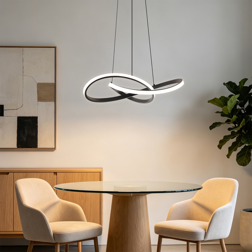 Brilagi - LED люстра на тросі з можливістю затемнення INFINITY LED/55W/230V 3000-6000K 50x50 см чорна + пульт дистанційного керування