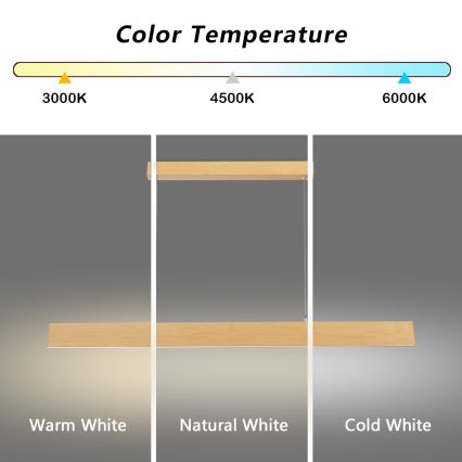 Brilagi - LED люстра з регулюванням яскравості на тросі SLIMLINE LED/40W/230V 3000-6000K у декорі дуба + пульт дистанційного керування