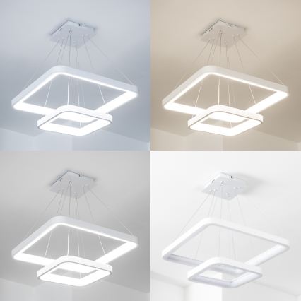 Brilagi - LED регульована люстра на тросі FALCON SLIM LED/78W/230V 3000-6500K 50x50 cm біла + пульт дистанційного керування