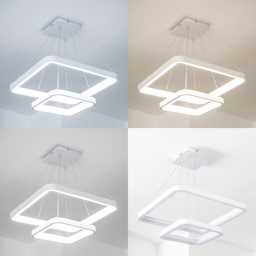 Brilagi - LED регульована люстра на тросі FALCON SLIM LED/78W/230V 3000-6500K 50x50 cm біла + пульт дистанційного керування