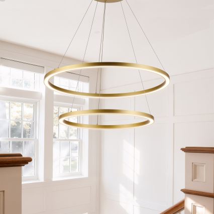 Brilagi - LED затемнювана люстра на тросі PORTOFINO LED/98W/230V 3000–6000K, діаметр 80 см, золота + пульт дистанційного керування