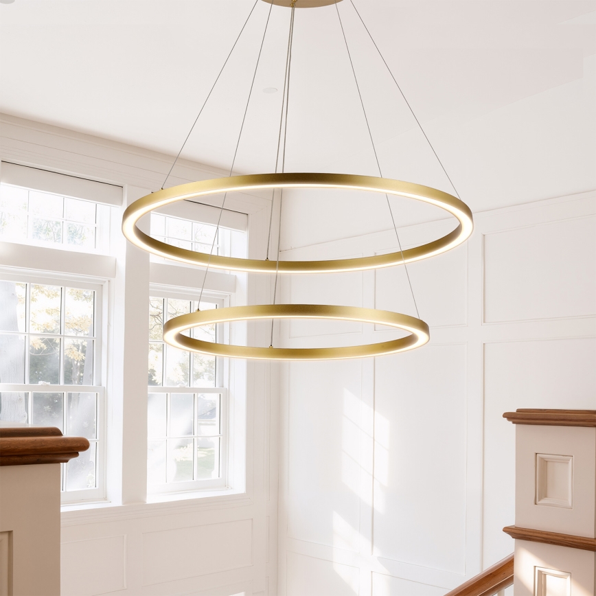 Brilagi - LED затемнювана люстра на тросі PORTOFINO LED/98W/230V 3000–6000K, діаметр 80 см, золота + пульт дистанційного керування