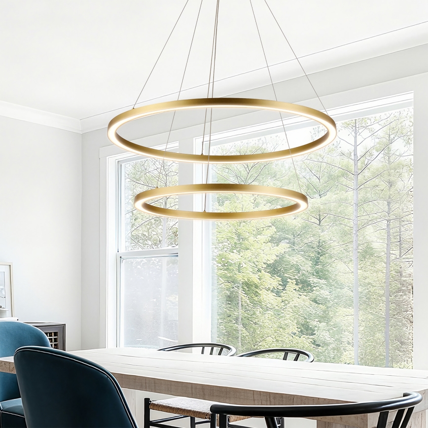 Brilagi - LED затемнювана люстра на тросі PORTOFINO LED/98W/230V 3000–6000K, діаметр 80 см, золота + пульт дистанційного керування