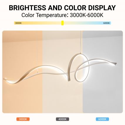 Brilagi - LED Регульована люстра на тросі SIGNATURE LED/55W/230V 3000-6000K 120x23 cm бежева + дистанційне керування