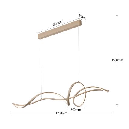 Brilagi - LED Регульована люстра на тросі SIGNATURE LED/55W/230V 3000-6000K 120x23 cm бежева + дистанційне керування