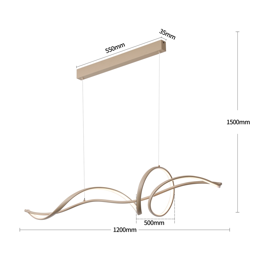 Brilagi - LED Регульована люстра на тросі SIGNATURE LED/55W/230V 3000-6000K 120x23 cm бежева + дистанційне керування