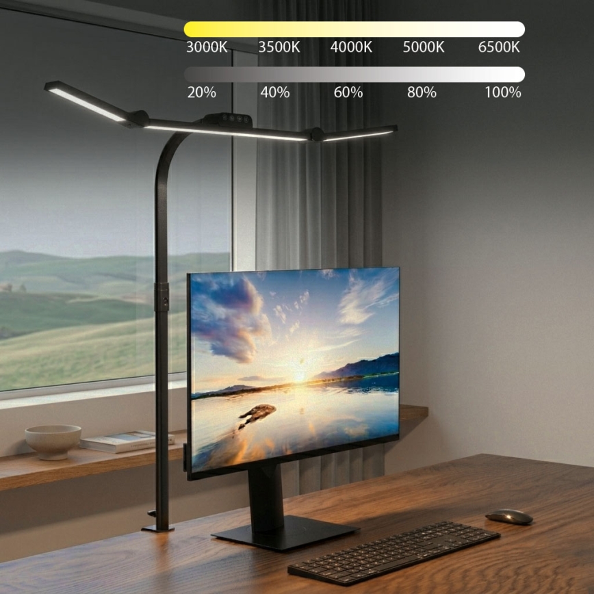 BRILAGI - LED димована сенсорна настільна лампа з кліпсою VARIO LED/24W/230V 3000-6500K CRI 92 чорна