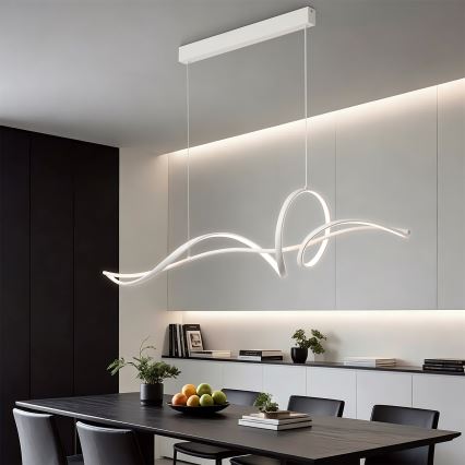 Brilagi - LED люстра на тросі SIGNATURE, з регулюванням яскравості 55W/230V 3000-6000K 120x23 cm біла + пульт дистанційного керування