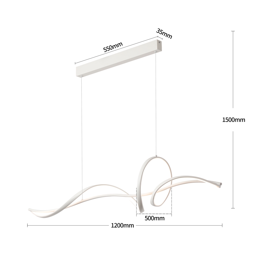 Brilagi - LED люстра на тросі SIGNATURE, з регулюванням яскравості 55W/230V 3000-6000K 120x23 cm біла + пульт дистанційного керування