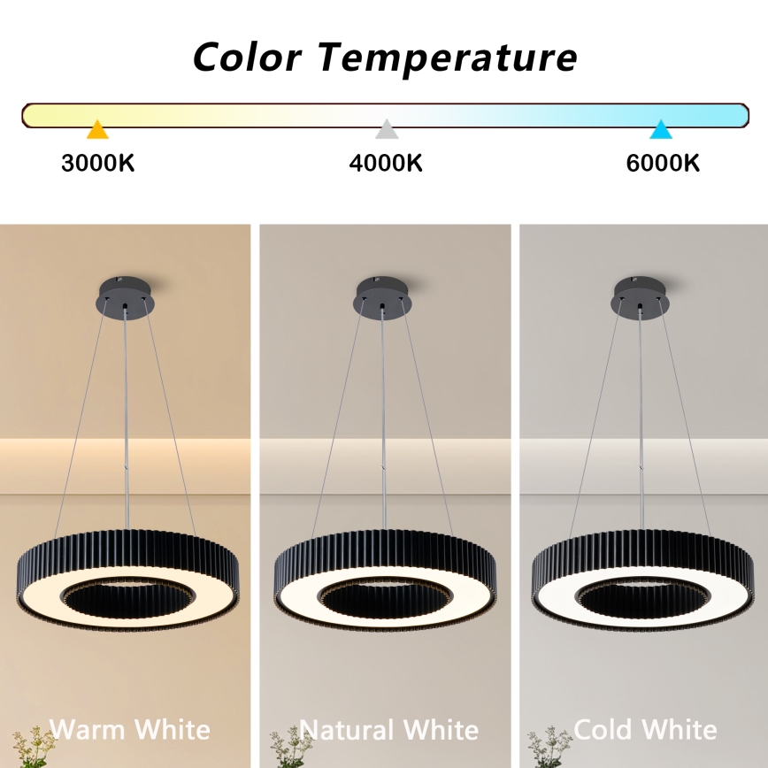 Brilagi - LED затемнювана люстра на тросі LUMIX LED/48W/230V 3000-6000K чорна, діаметр 50 см + дистанційне керування