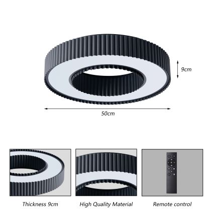 Brilagi - стельовий LED‑світильник з регулюванням яскравості LUMIX LED/48W/230V 3000-6000K, чорний, діаметр 50 cm + пульт дистанційного керування