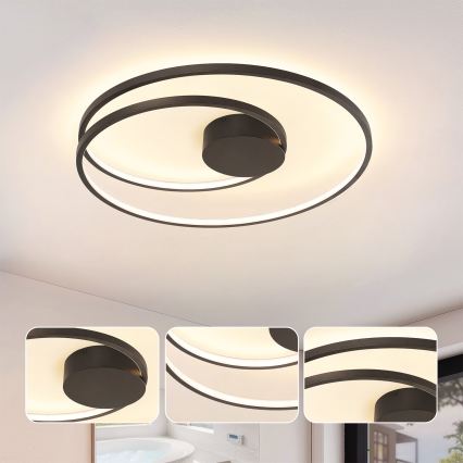 Brilagi - LED стельний світильник з регулюванням яскравості TWISTER LED/75W/230V 3000-6000K діаметр 70 см чорний + пульт дистанційного керування
