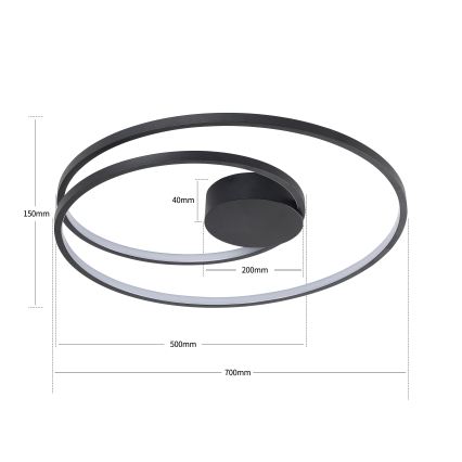 Brilagi - LED стельний світильник з регулюванням яскравості TWISTER LED/75W/230V 3000-6000K діаметр 70 см чорний + пульт дистанційного керування