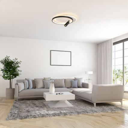 BRILAGI - LED стельовий світильник UNITY з регульованою яскравістю LED/48W/230V + 1xGU10/3W 3000-6000K 39x45 cm білий/чорний + пульт дистанційного керування