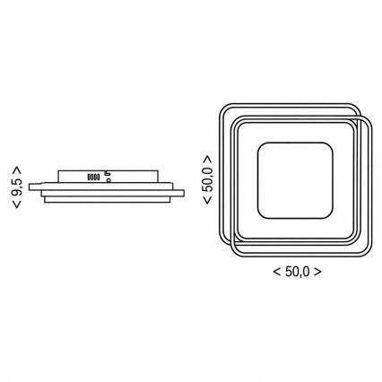 BRILAGI - LED регульований стельовий світильник FLARE LED/102W/230V 3000-6000K 50x50 cm чорний + пульт дистанційного керування