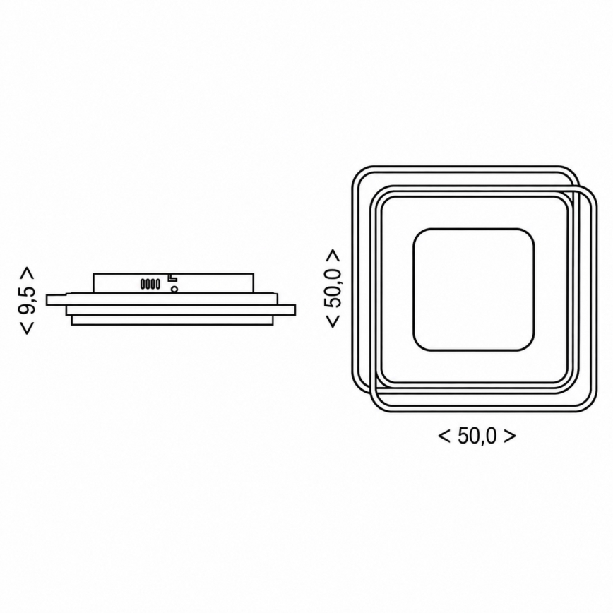 BRILAGI - LED регульований стельовий світильник FLARE LED/102W/230V 3000-6000K 50x50 cm чорний + пульт дистанційного керування