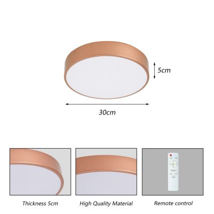 BRILAGI - LED стельний світильник із регульованою яскравістю POOL LED/36W/230V 3000-6000K, діаметр 30 см, бронзовий + пульт дистанційного керування