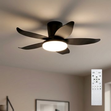 Brilagi - Димований LED стельовий вентилятор LED/32W/230V Ø 95 см, чорний + пульт дистанційного керування