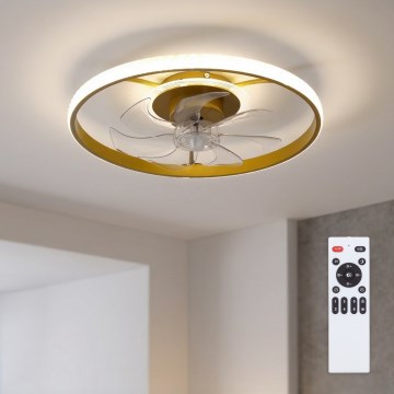 Brilagi - Димований LED стельовий вентилятор LED/66W/230V 3000-6500K, діаметр 55 см, білий/золотий + пульт дистанційного керування