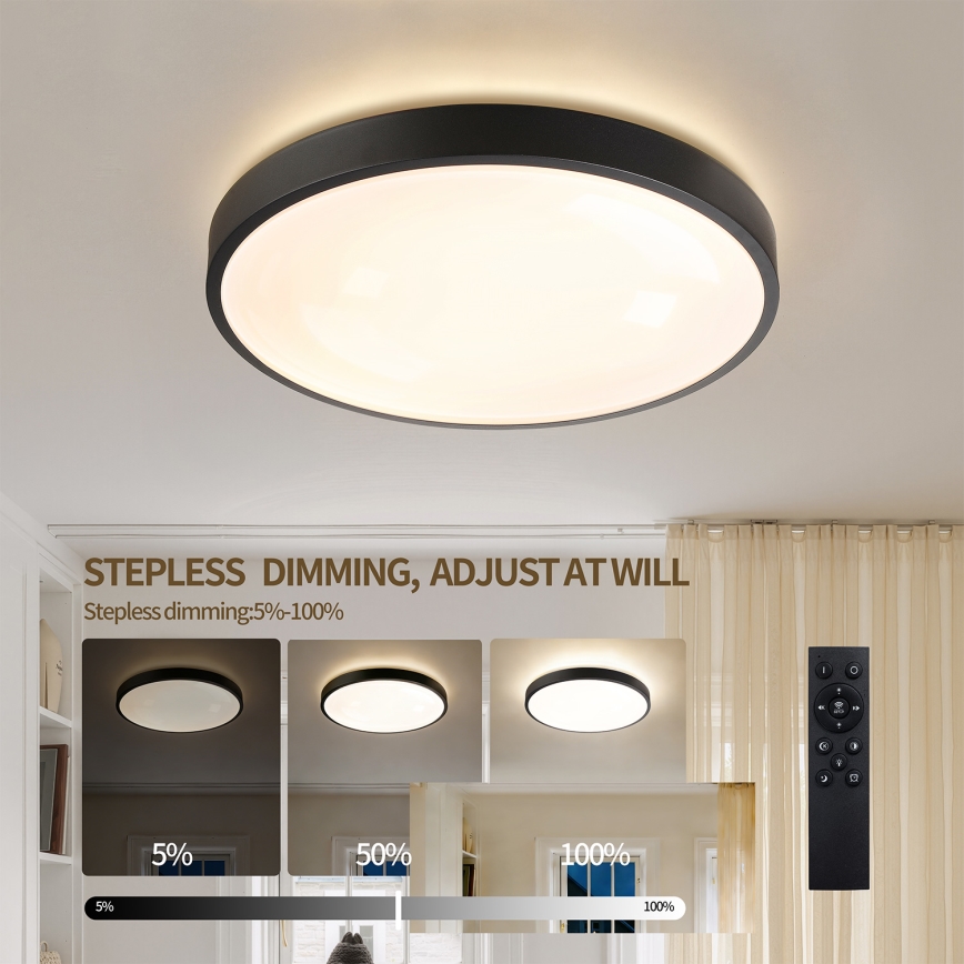 Brilagi - LED стельовий світильник з регульованою яскравістю GLASS POOL DOUBLE LED/48W/230V 3000-6000K 40 cm чорний + пульт дистанційного керування